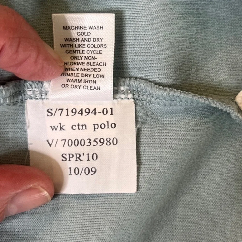 Banana Republic Mens Cotton Polo Shirt Sage Green‎ Blue Short Sleeve S 719494-01